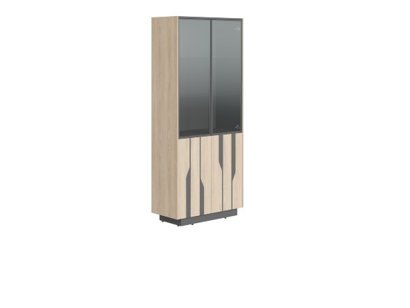 Шкаф шир. выс. с комбинированными дверями СФ-574305 Дуб светлый/Белый премиум 900х430х2100 LINE